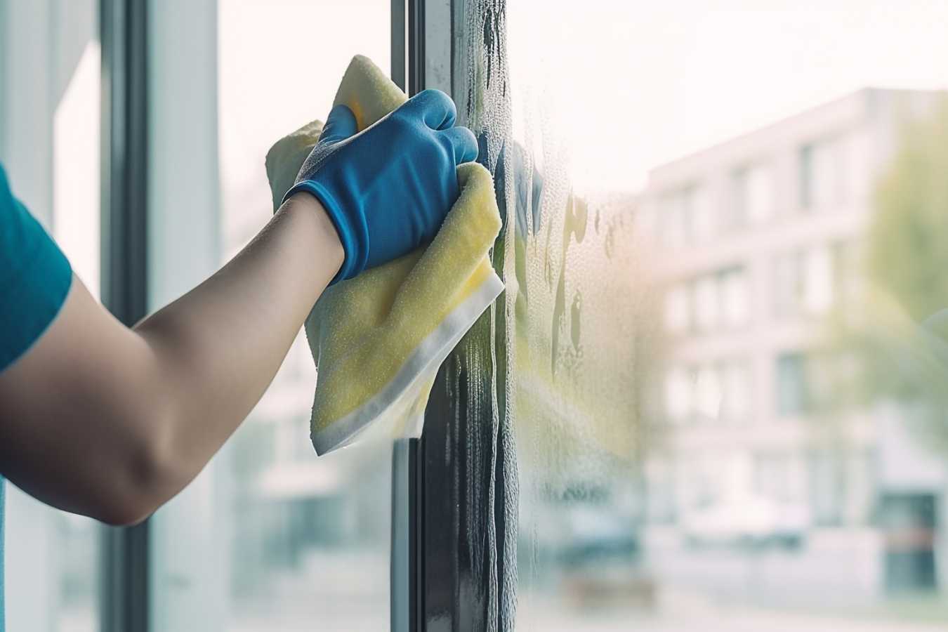 Window cleaner at work