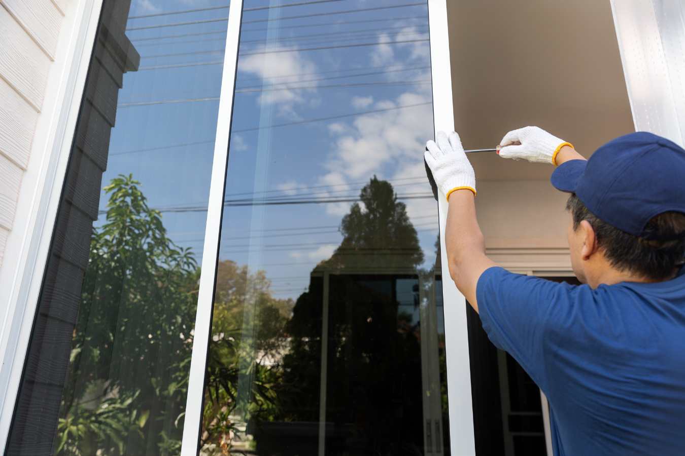 Window cleaner at work