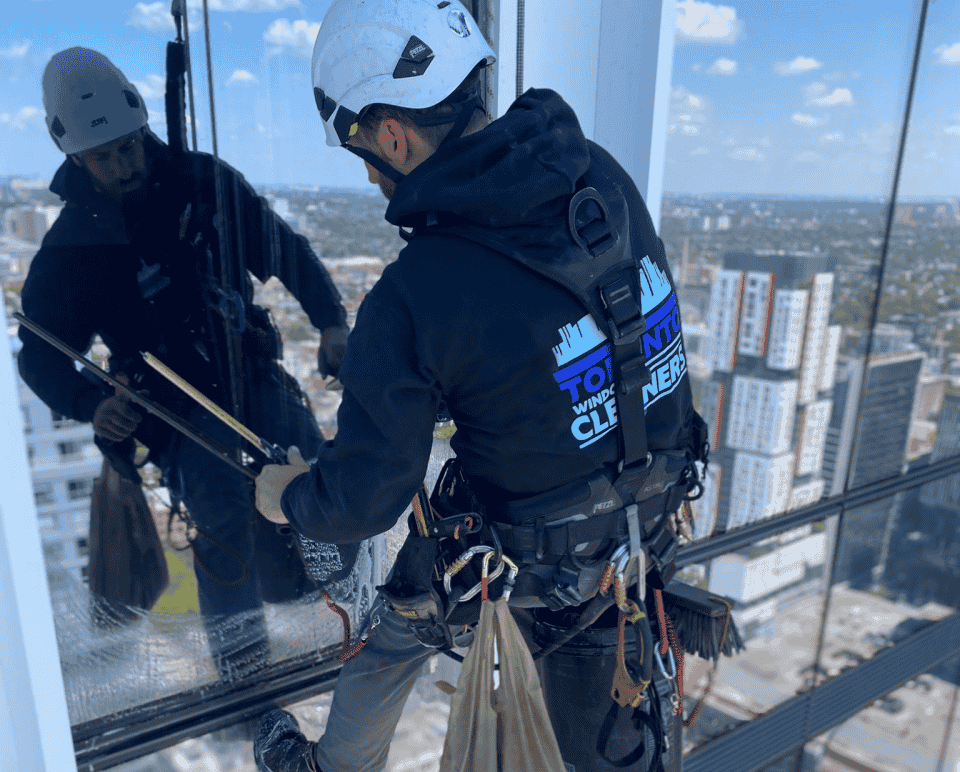 Window cleaner at work